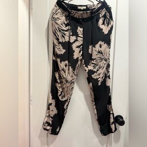 Yera Floral Black and Cream Women's Trousers  Size40